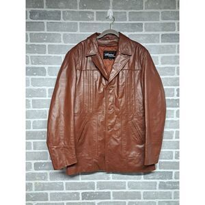 RARE VINTAGE  WILSONS‎ BROWN LEATHER JACKET 70-80"S URBAN HIP MINT MENS 42"